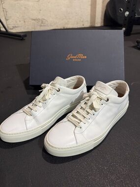White Leather Men’s Low-Top Sneakers (Good Man Brand)